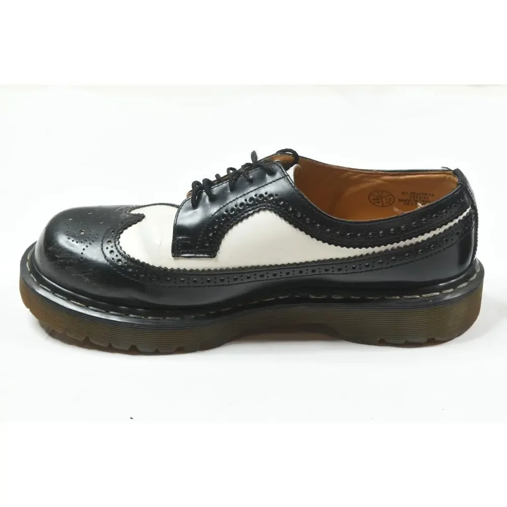 Dr Marten Bex Smooth Leather Brogue Shoes Mens 12 Black White Lace-Up Comfort